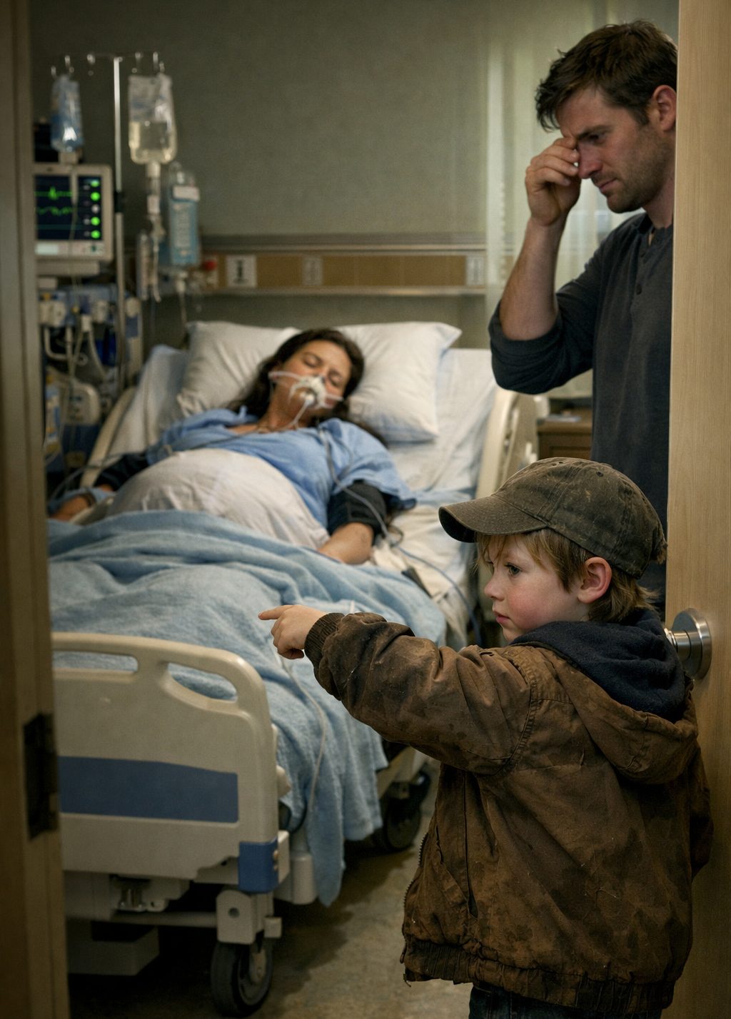 Jeune garçon observant un hôpital