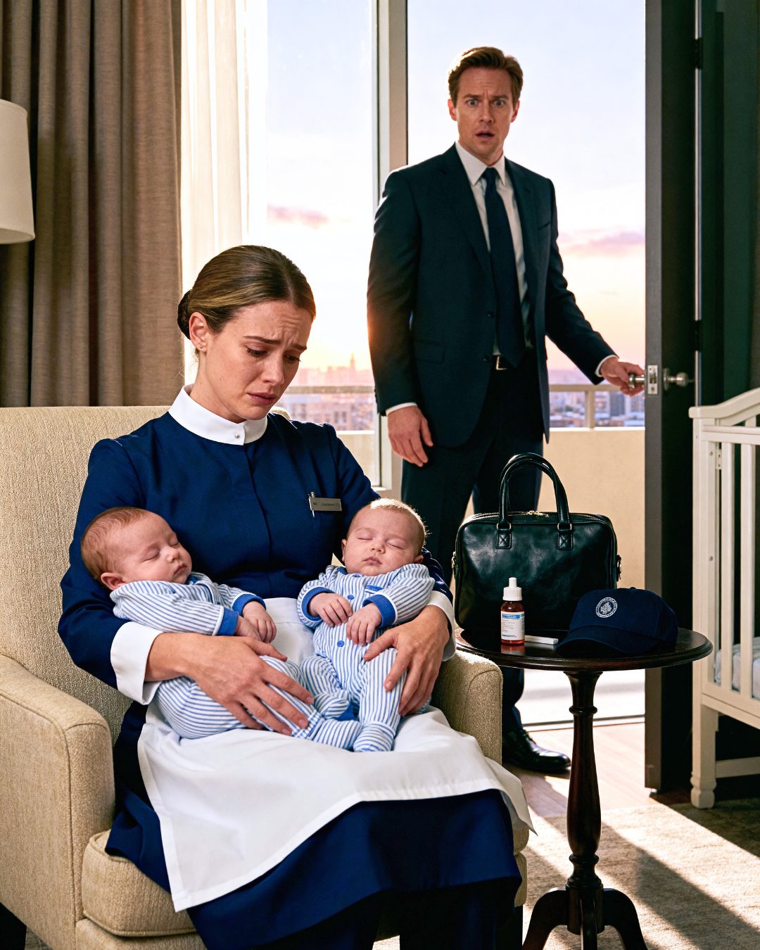 Une nounou berçant tendrement un bébé contre son épaule.