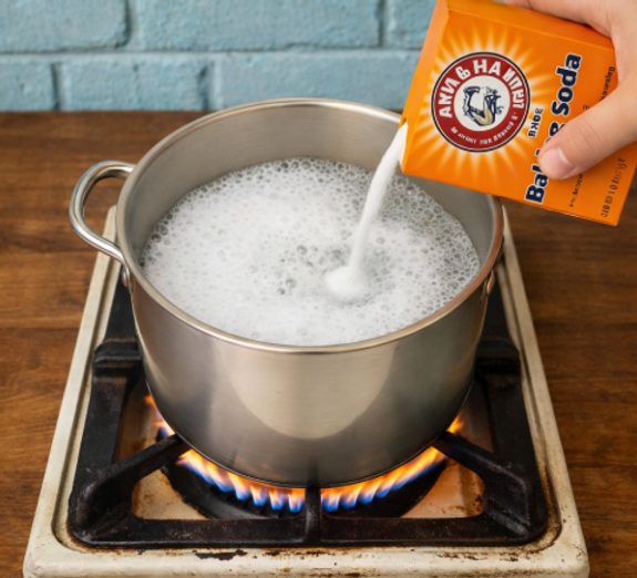 Bicarbonate de soude dans une cuillère en bois, illustration de l'article