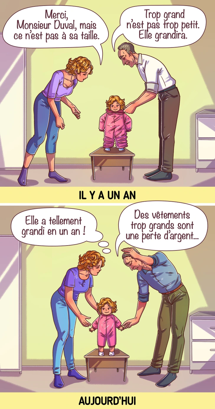 Bébé dans vêtement trop grand