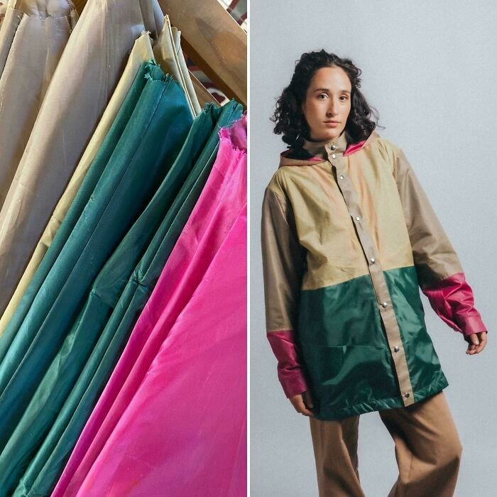 Veste improvisée à partir d'un parapluie recyclé