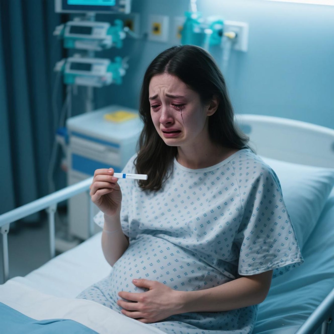 Femme assise sur un lit, regard perdu, capturant le moment de silence et de sidération qui suit un choc émotionnel.