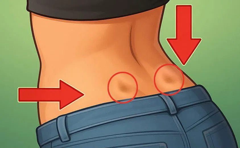 Illustration montrant l'emplacement des fossettes de Vénus sur le bas du dos