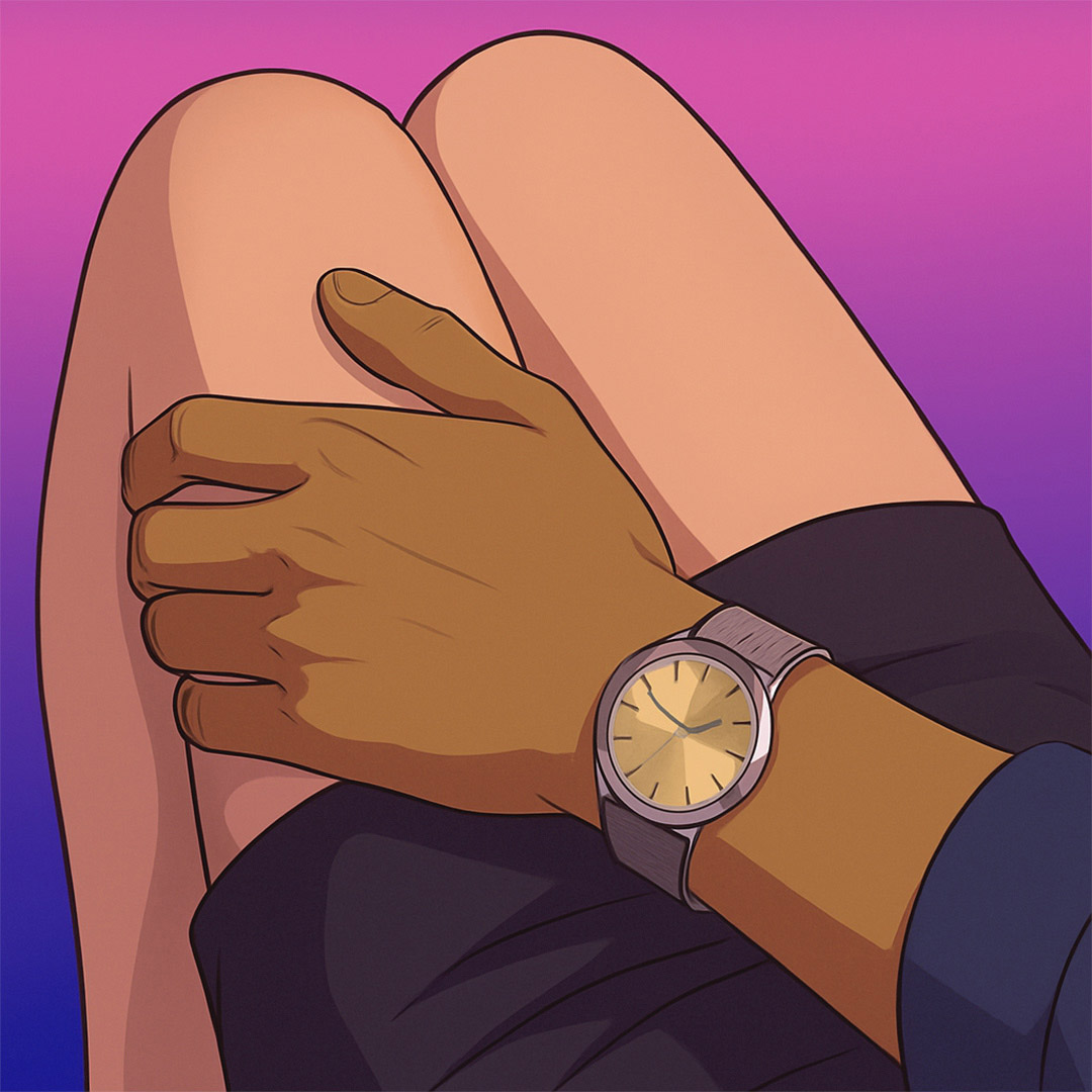 Illustration d'un couple échangeant un regard complice lors d'un dîner