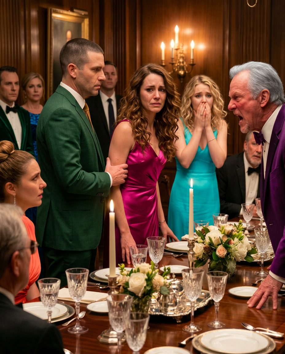 Scène de dîner familial tendu et élégant
