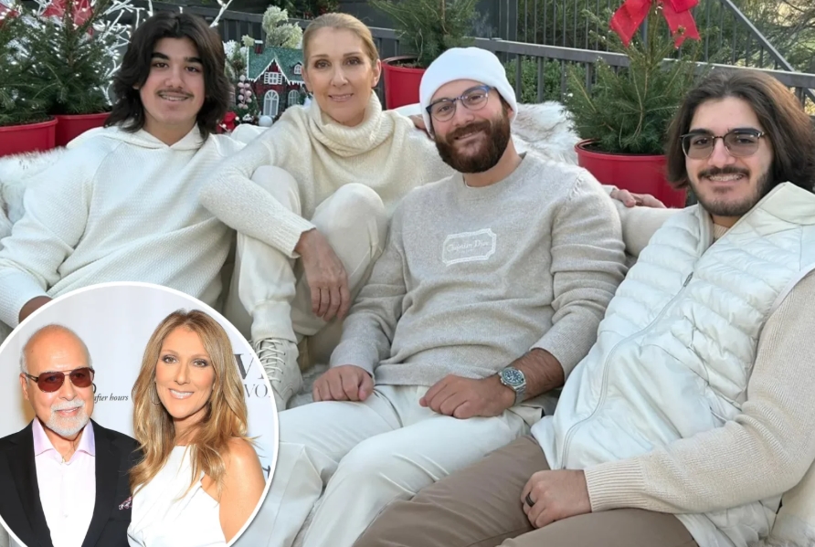 Céline Dion entourée de ses enfants