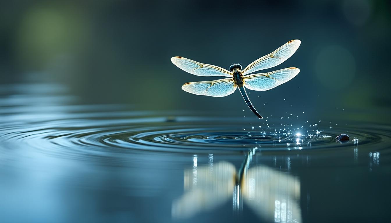 Collage de libellules de différentes couleurs : bleue, verte, rouge