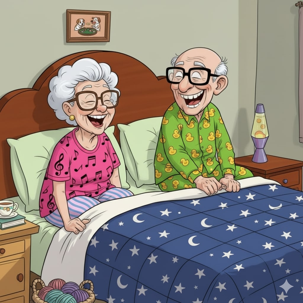 Couple âgé souriant et complice