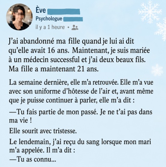 Elle abandonne sa fille à la naissance : 30 ans plus tard, cette même fille lui sauve son fils