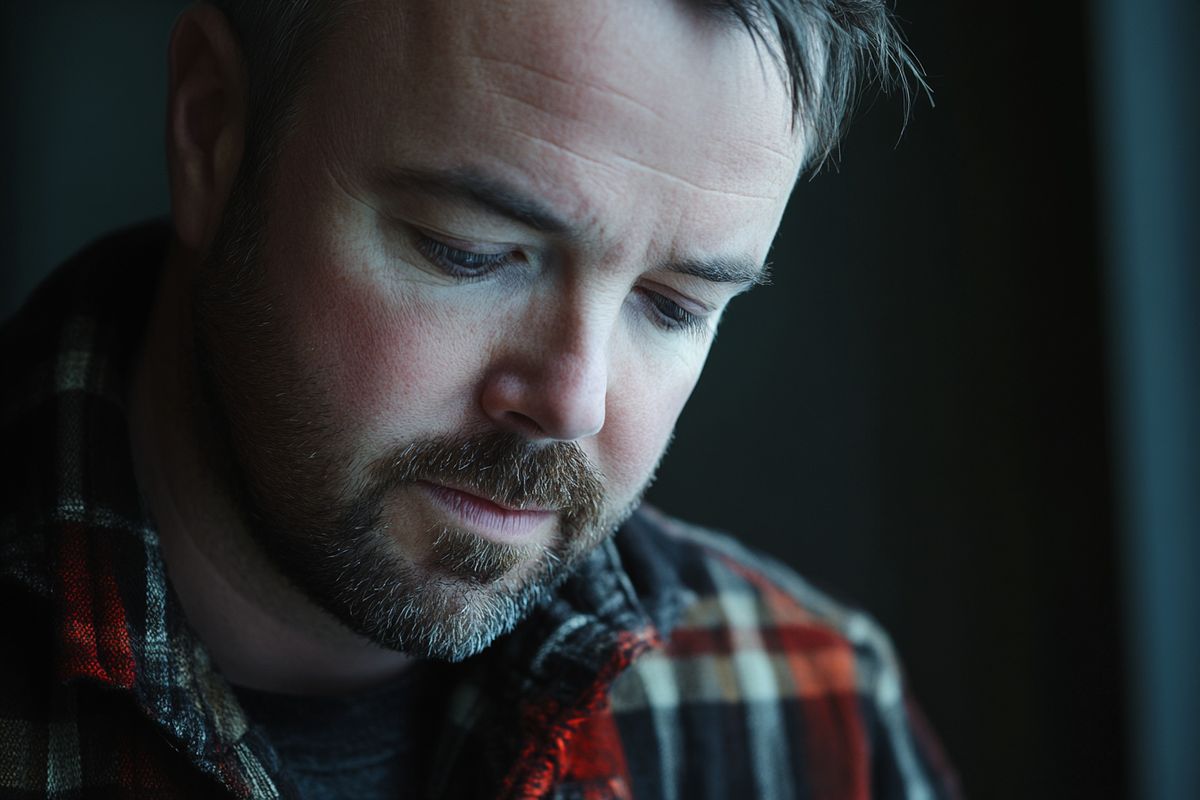 Homme assis, l'air pensif et mélancolique