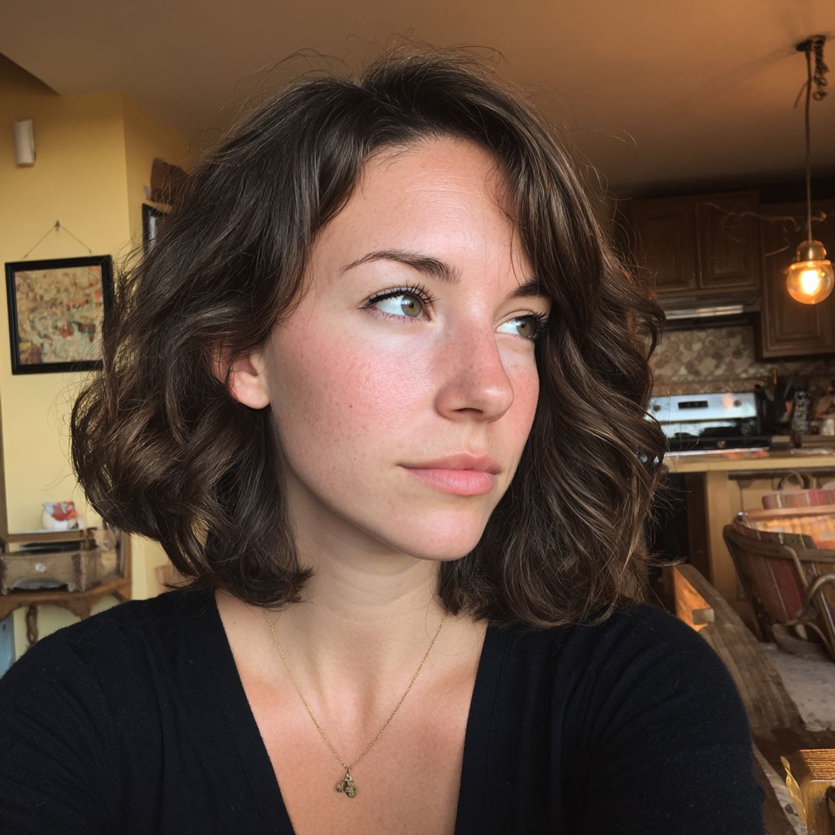 Femme pensive regardant par la fenêtre