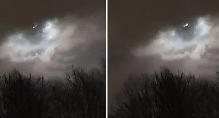 Photo d'une formation nuageuse évoquant une silhouette humaine, au-dessus de la mer