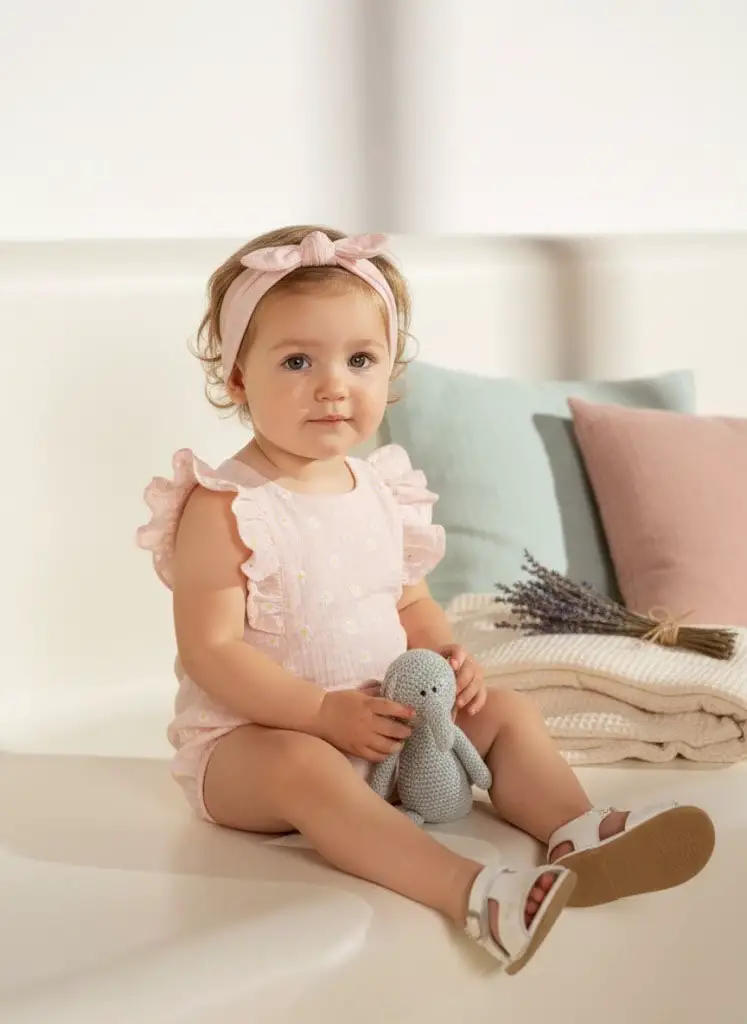 Petite fille souriante, aux joues roses