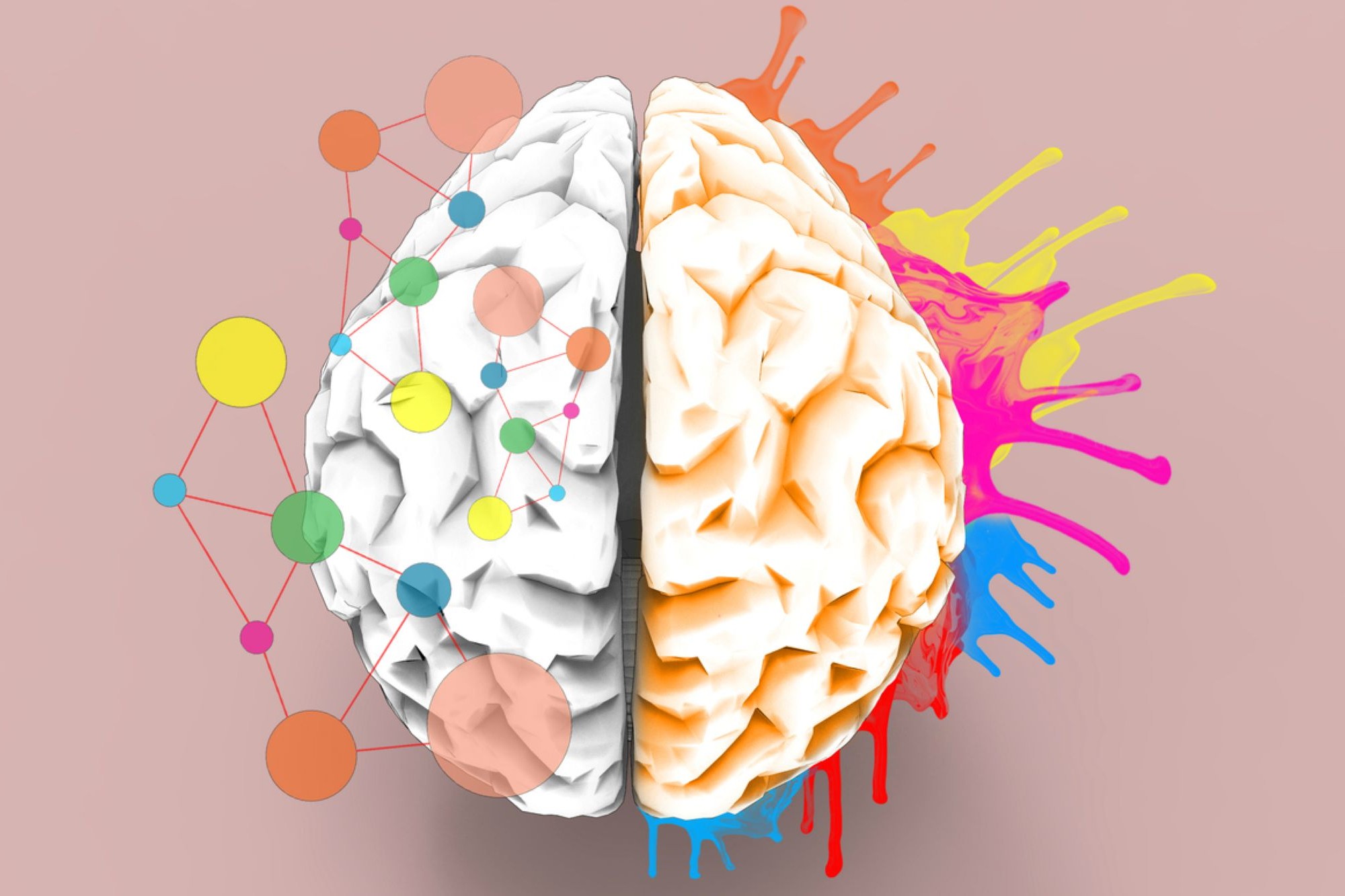 Représentation artistique d'un cerveau avec des connexions neuronales créatives