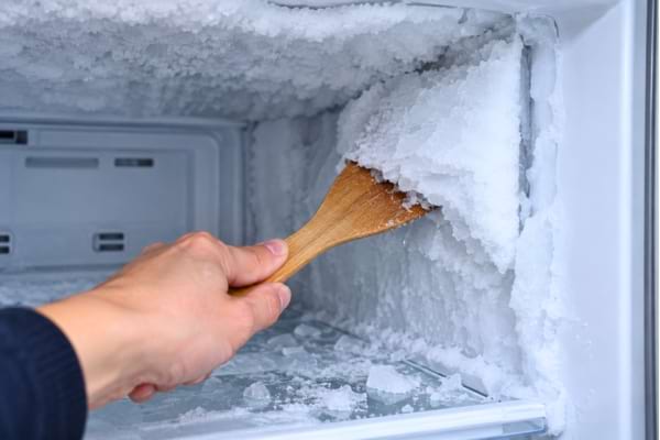 une personne qui décolle de la glace avec une spatule