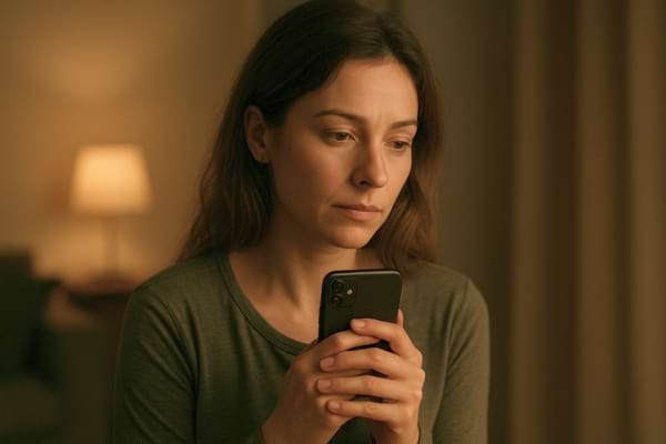 Femme tenant un téléphone près d