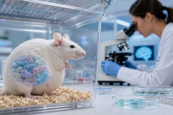 Souris de laboratoire illustrant l'influence du microbiote maternel étudiée par des chercheurs.