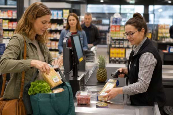bonnes habitudes quand on passe en caisse pour aider la caissière