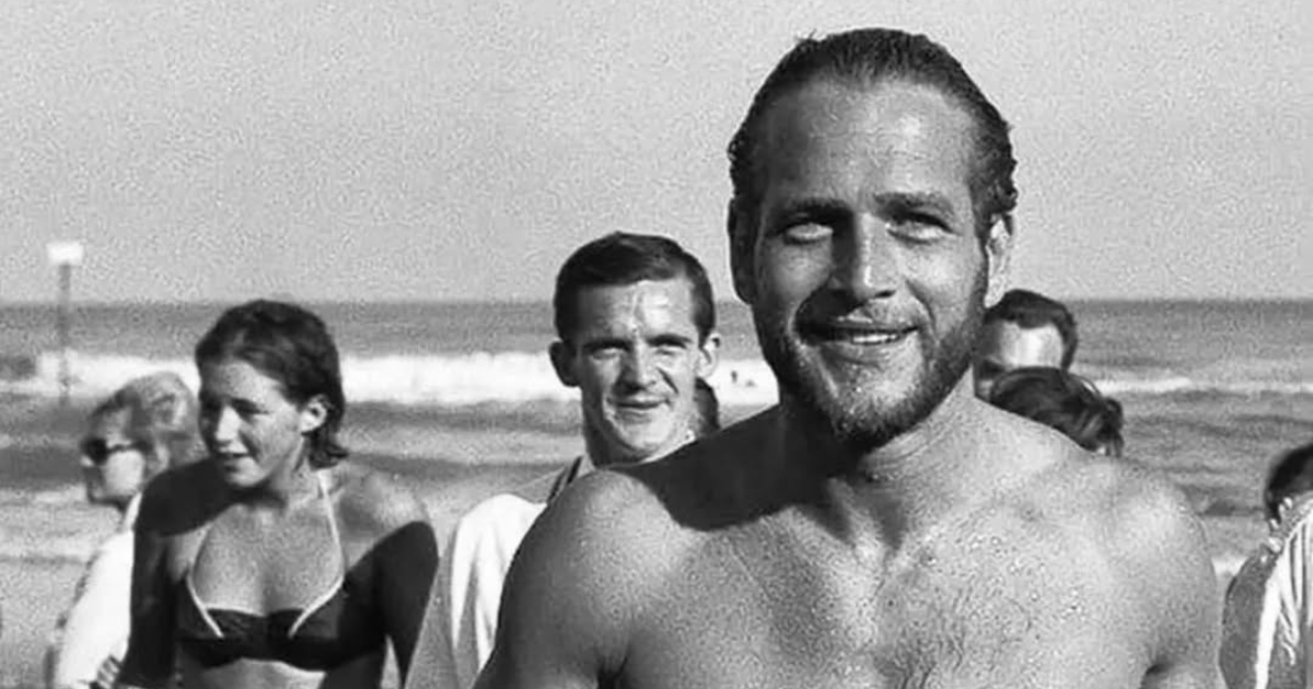 Collage de photos de Paul Newman à Venise en 1963