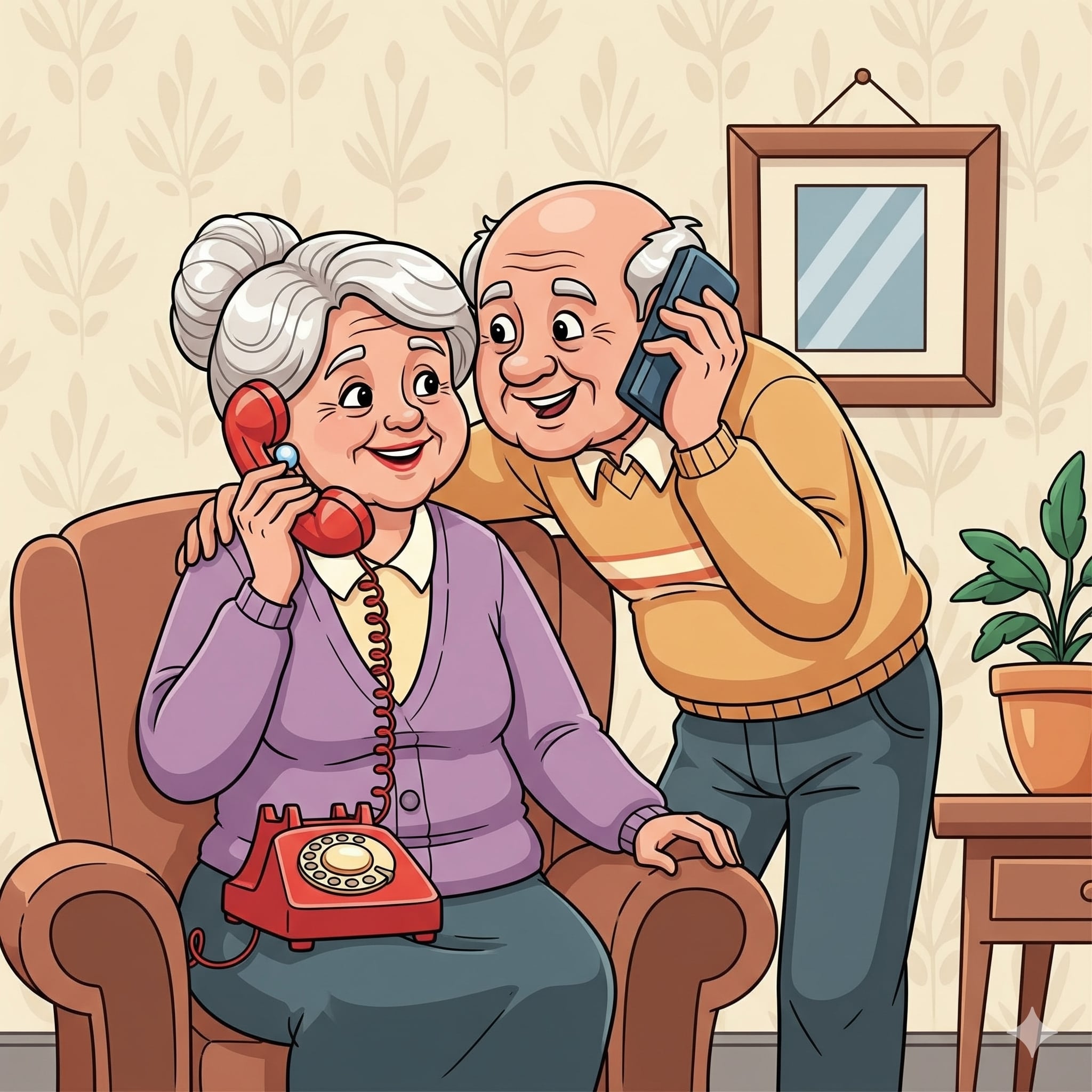 Personne tenant un téléphone fixe, l'air préoccupé