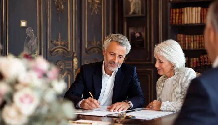 Illustration représentant un héritage et des relations familiales complexes