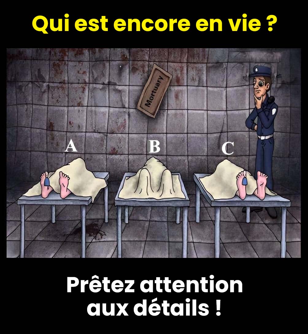 Trois personnes immobiles, défi visuel pour identifier le survivant