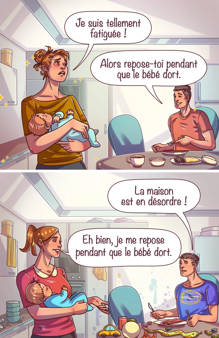 Jeune mère épuisée