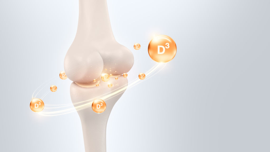 Représentation 3D de la vitamine D3 et santé osseuse
