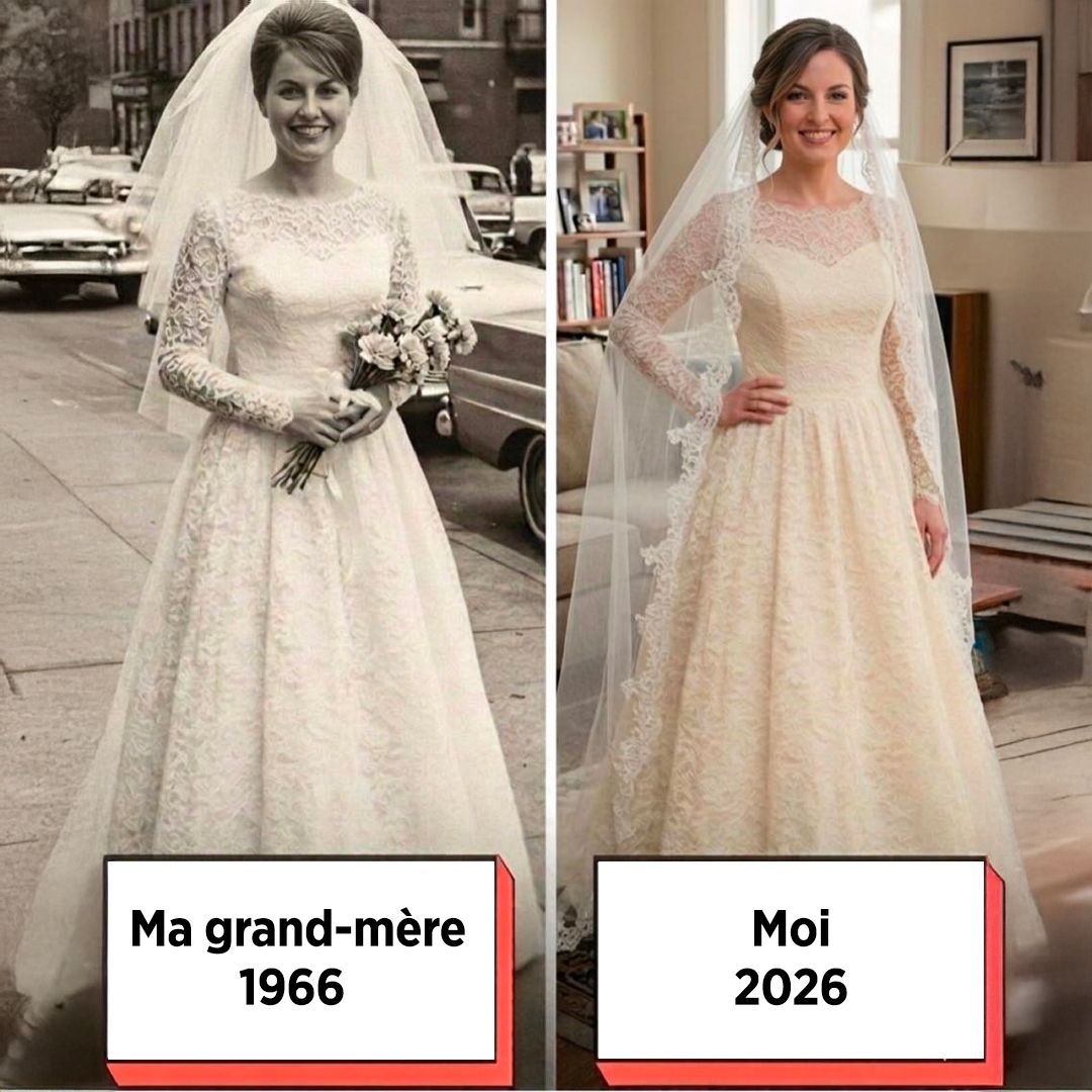 Détail d'une robe de mariée ancienne en soie ivoire, avec des boutons de nacre