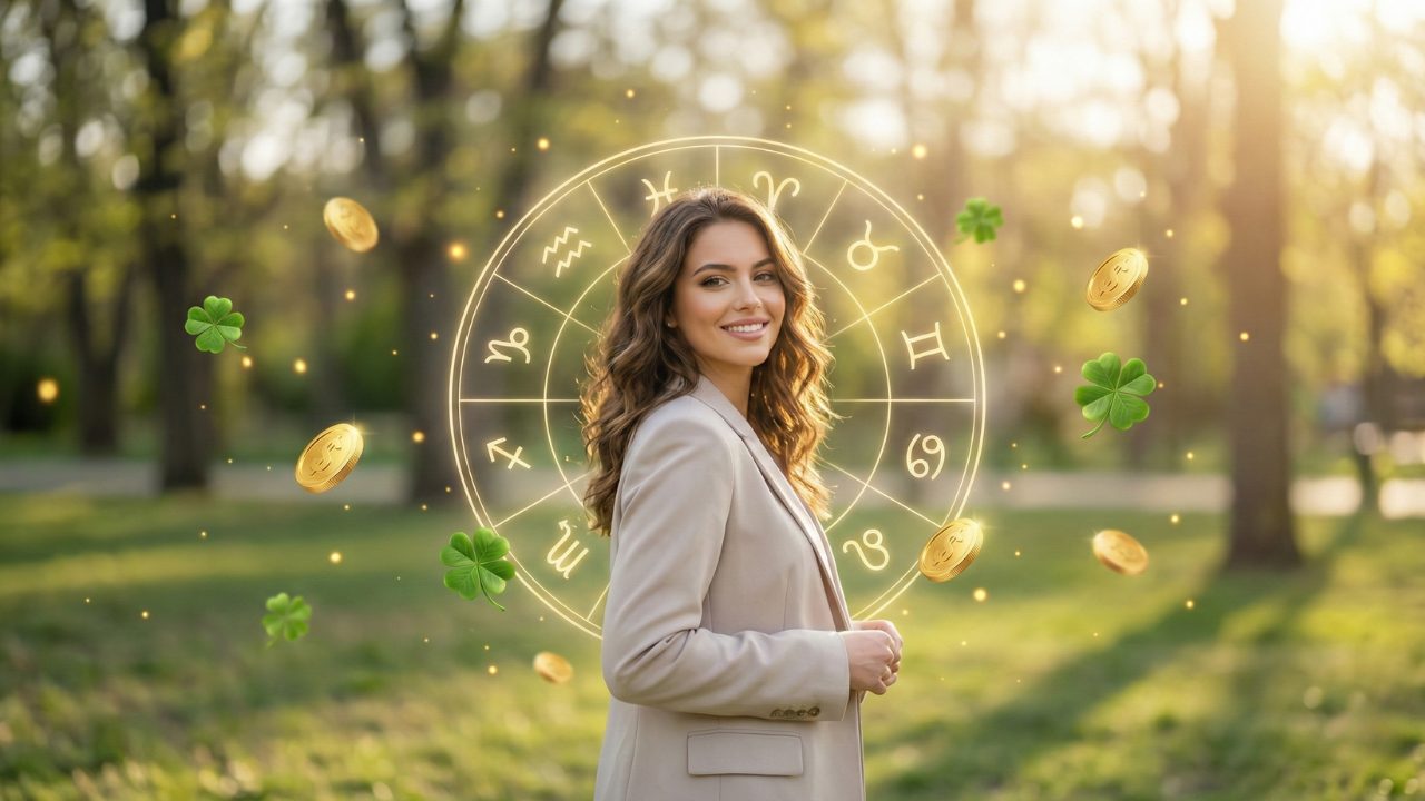 Illustration astrologique représentant les signes du zodiaque favorisés en mars 2026