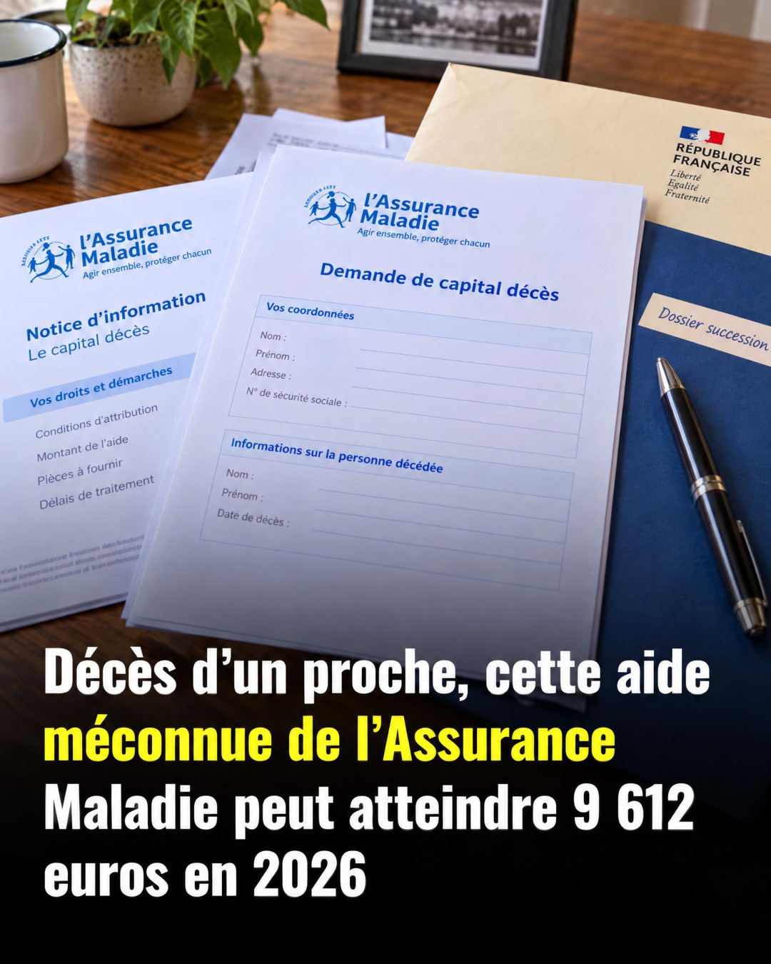 Capital décès 2026 : jusqu'à 9 612 € versés par la CPAM aux familles endeuillées