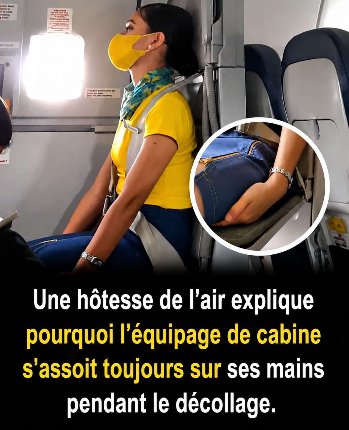 Pourquoi les hôtesses de l'air glissent leurs mains sous leurs cuisses au décollage et à l'atterrissage
