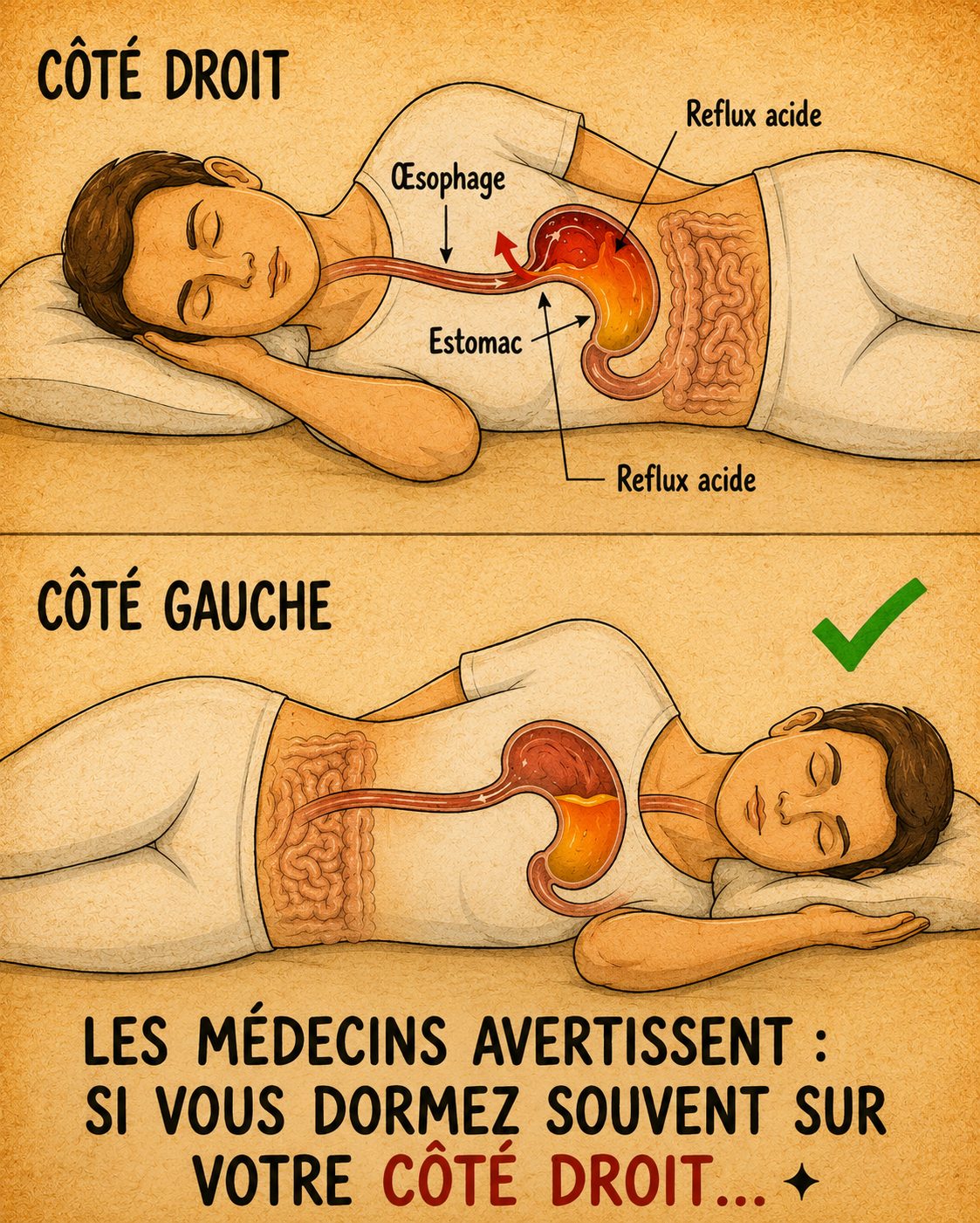 Reflux nocturne : pourquoi dormir sur le côté gauche change vraiment tout