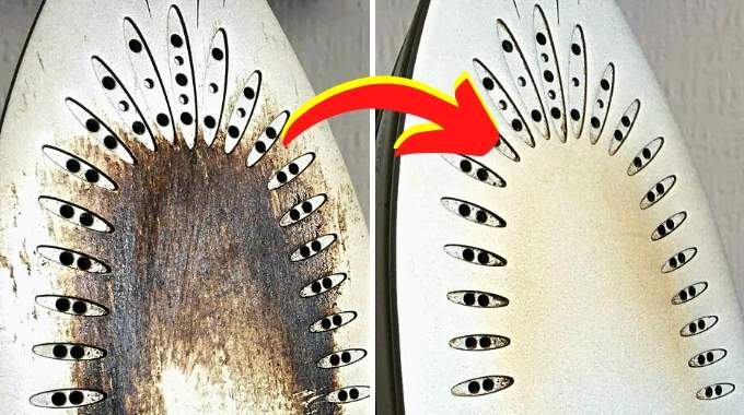 Nettoyage délicat d'une semelle en céramique avec un chiffon