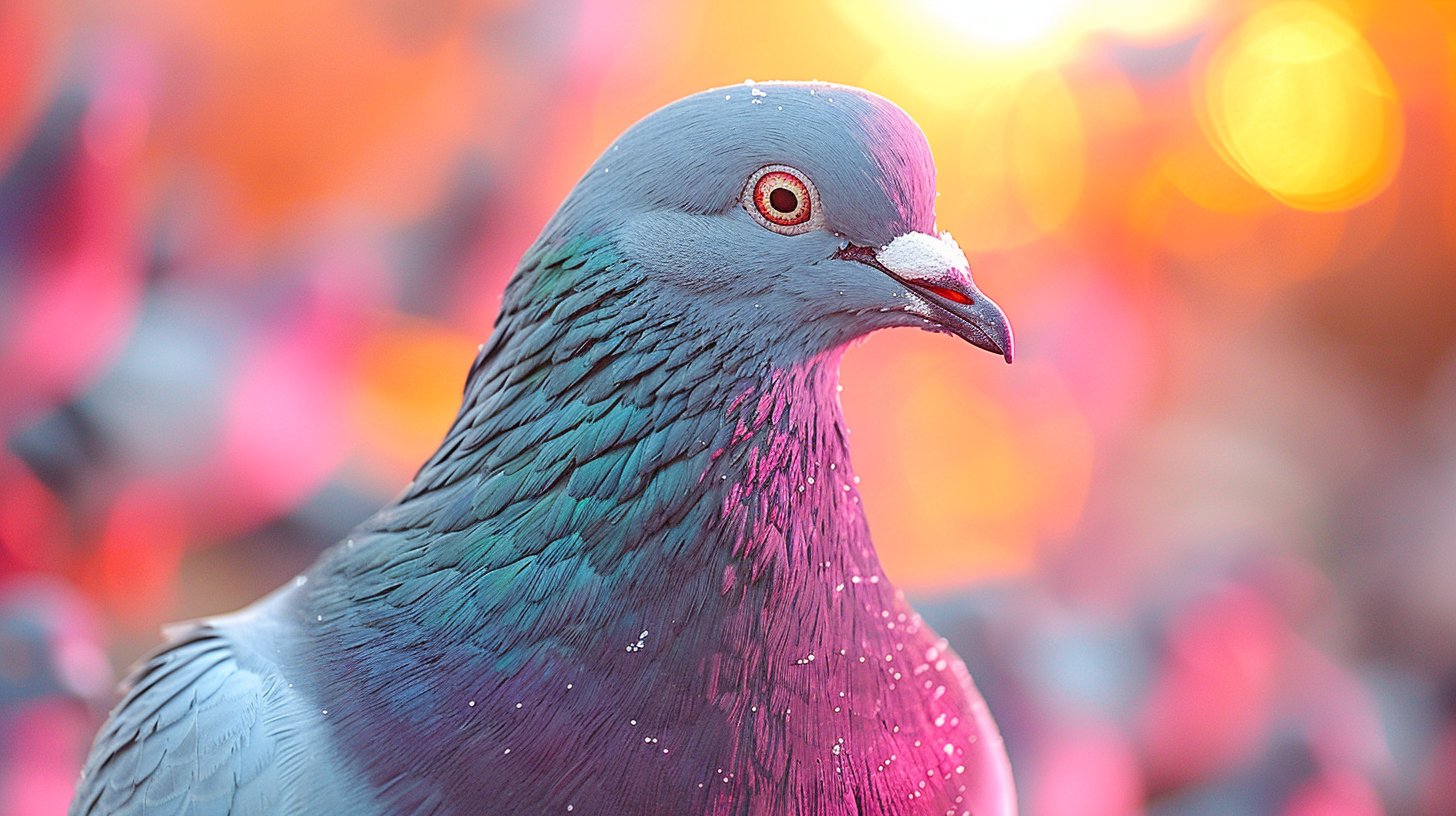 Groupe de pigeons se nourrissant au sol dans un parc