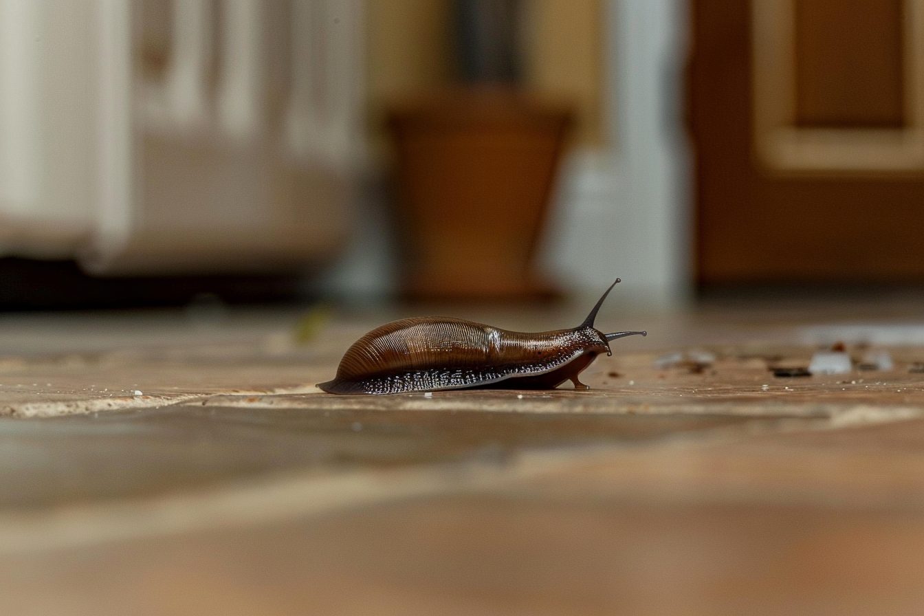 Limace se déplaçant dans une maison