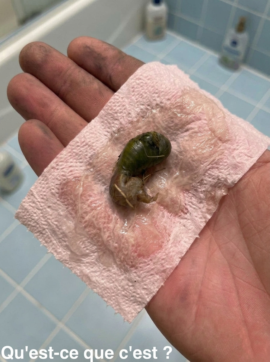 Une petite boule verte dans la salle de bain sème la panique : l'explication va vous faire sourire