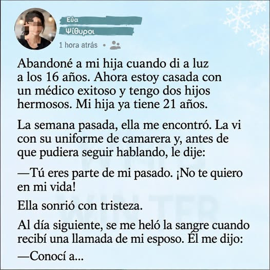 Elle abandonne sa fille à la naissance : 30 ans plus tard, cette même fille lui sauve son fils