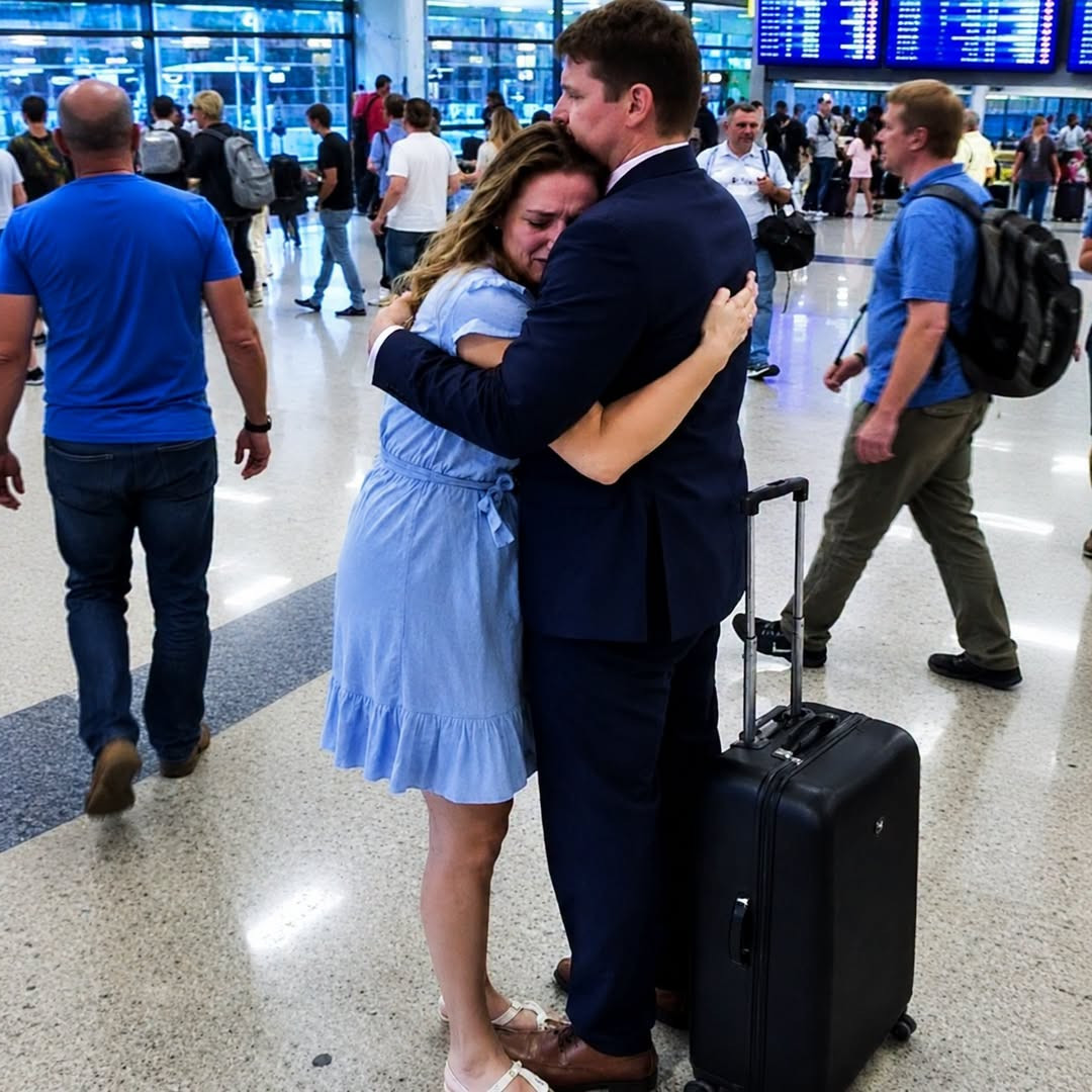 Elle sait que son mari la trahit quand elle l'embrasse une dernière fois à l'aéroport — voici ce qu'elle fait