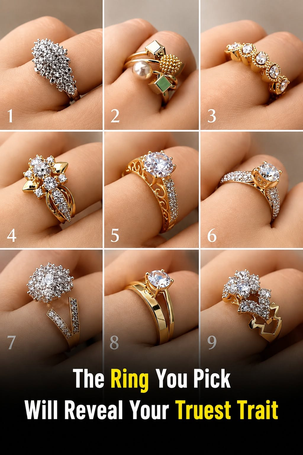 Choisissez une bague et révélez votre vraie personnalité : le test visuel qui surprend tout le monde