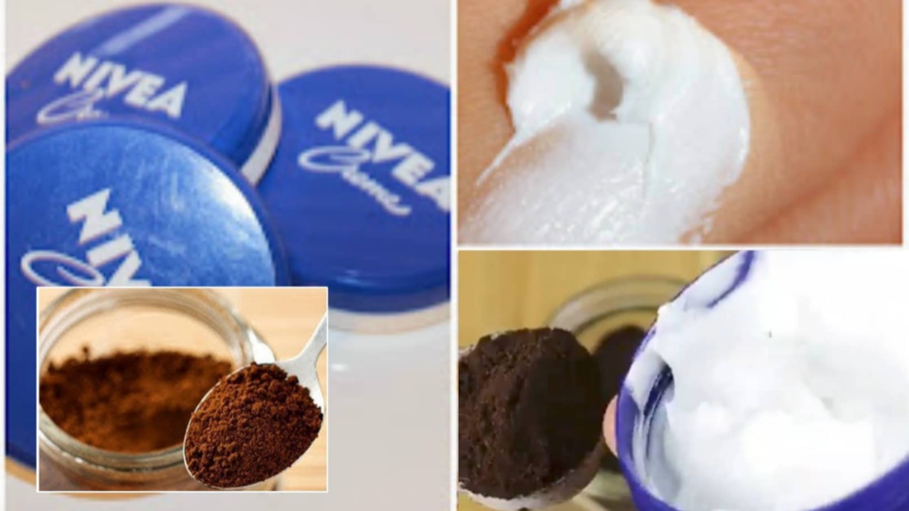 Pot de crème Nivea et marc de café