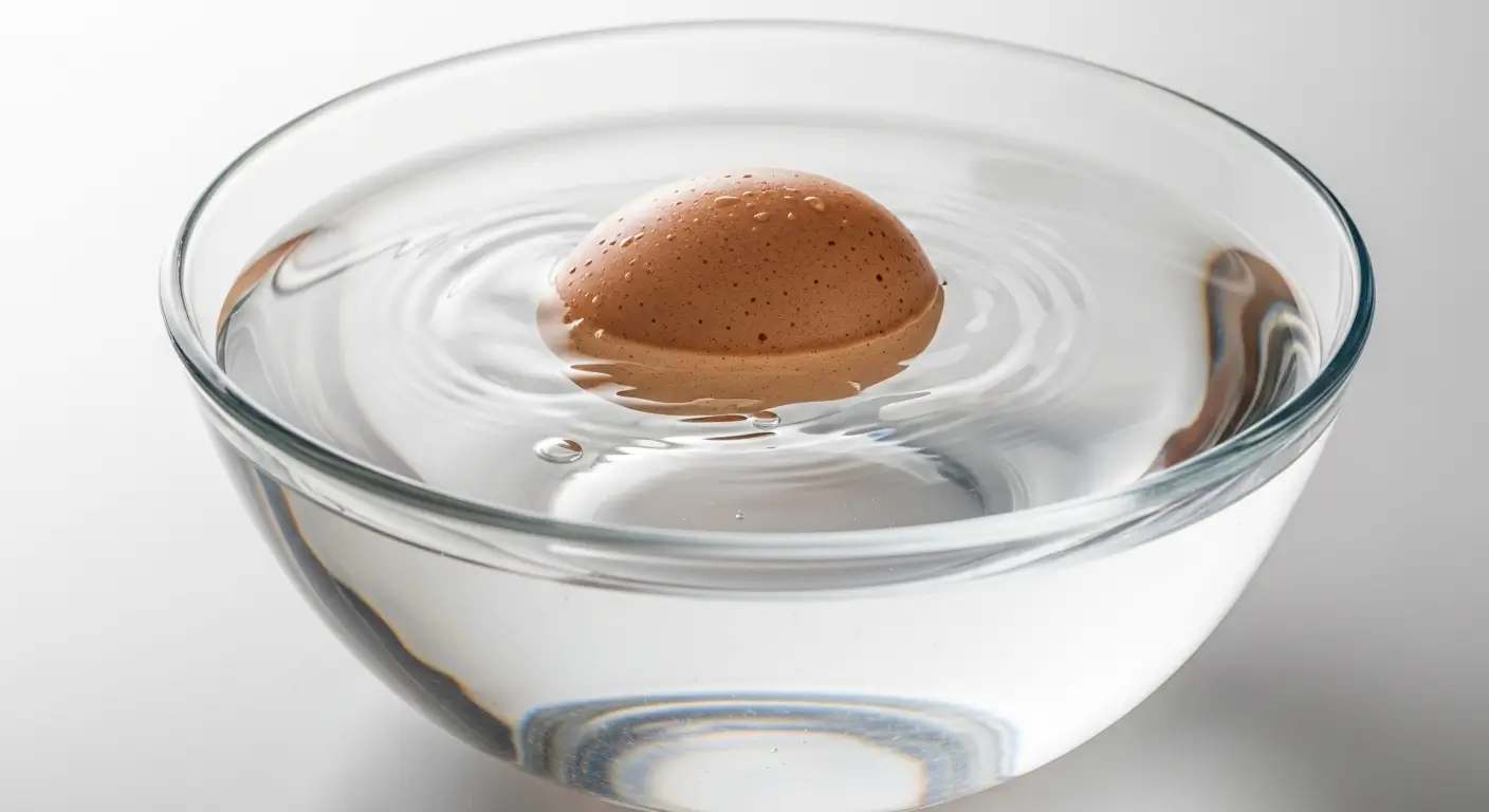 Œufs plongés dans un bol d'eau glacée immédiatement après la cuisson