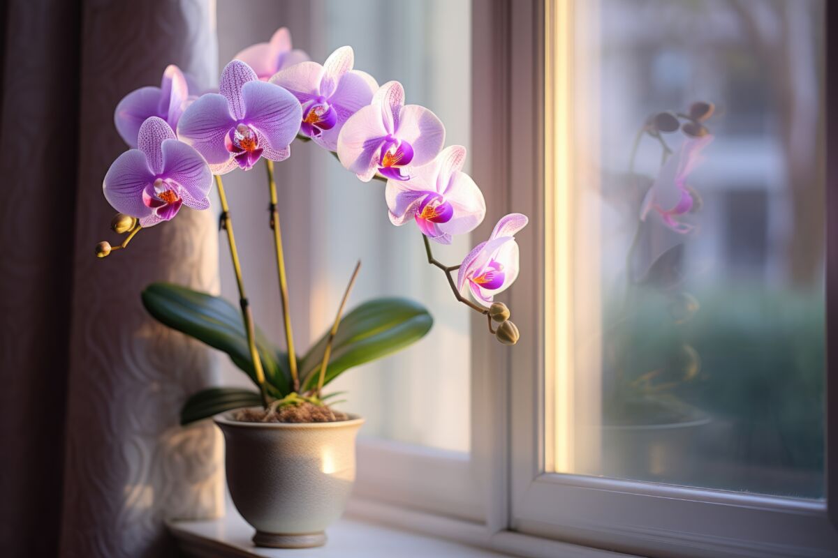 Feuilles d'orchidée d'un vert intense