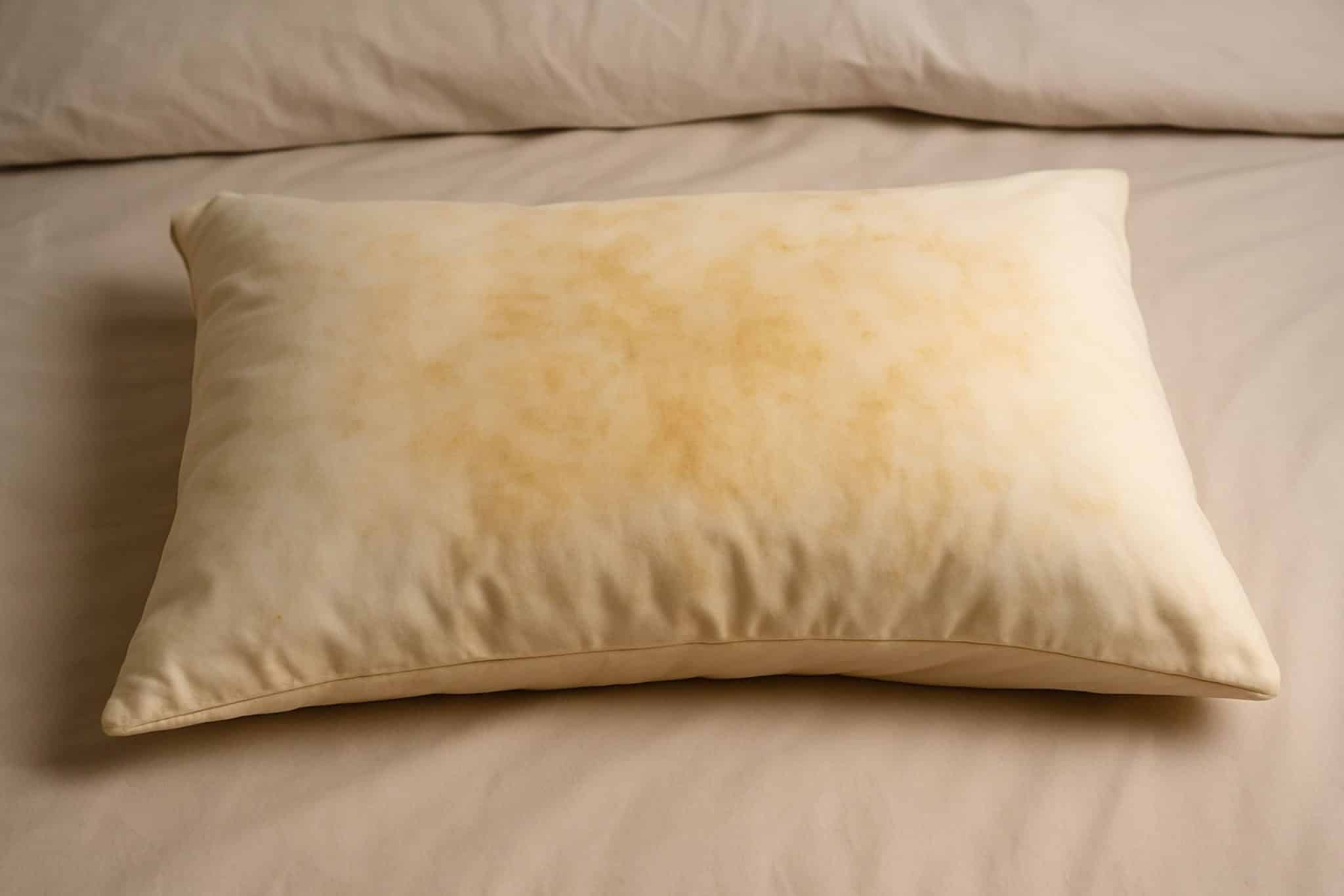 Détail d'un oreiller blanc et propre après traitement