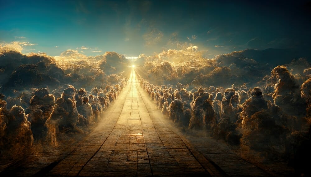 Représentation artistique d'une connexion spirituelle ou d'un rêve lumineux