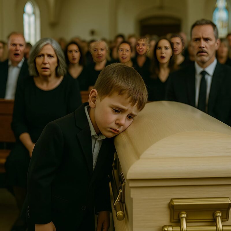 Noah près du cercueil de sa mère