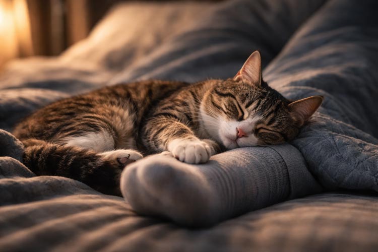 Chat endormi et paisible