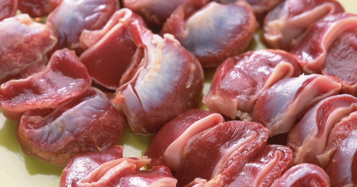 Gésiers de poulet frais prêts à être cuisinés