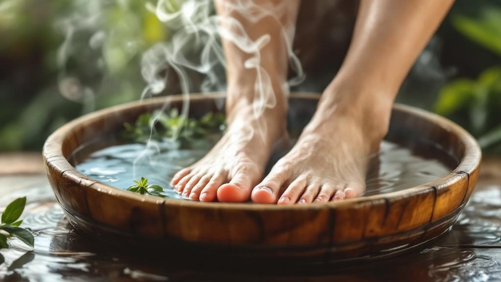 Infusion de plantes et fleurs séchées pour bain de pieds relaxant